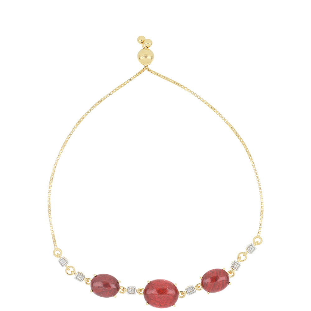 Pozlacený Stříbrný Náramek s Červeným Jaspisem a Bílým Topazem