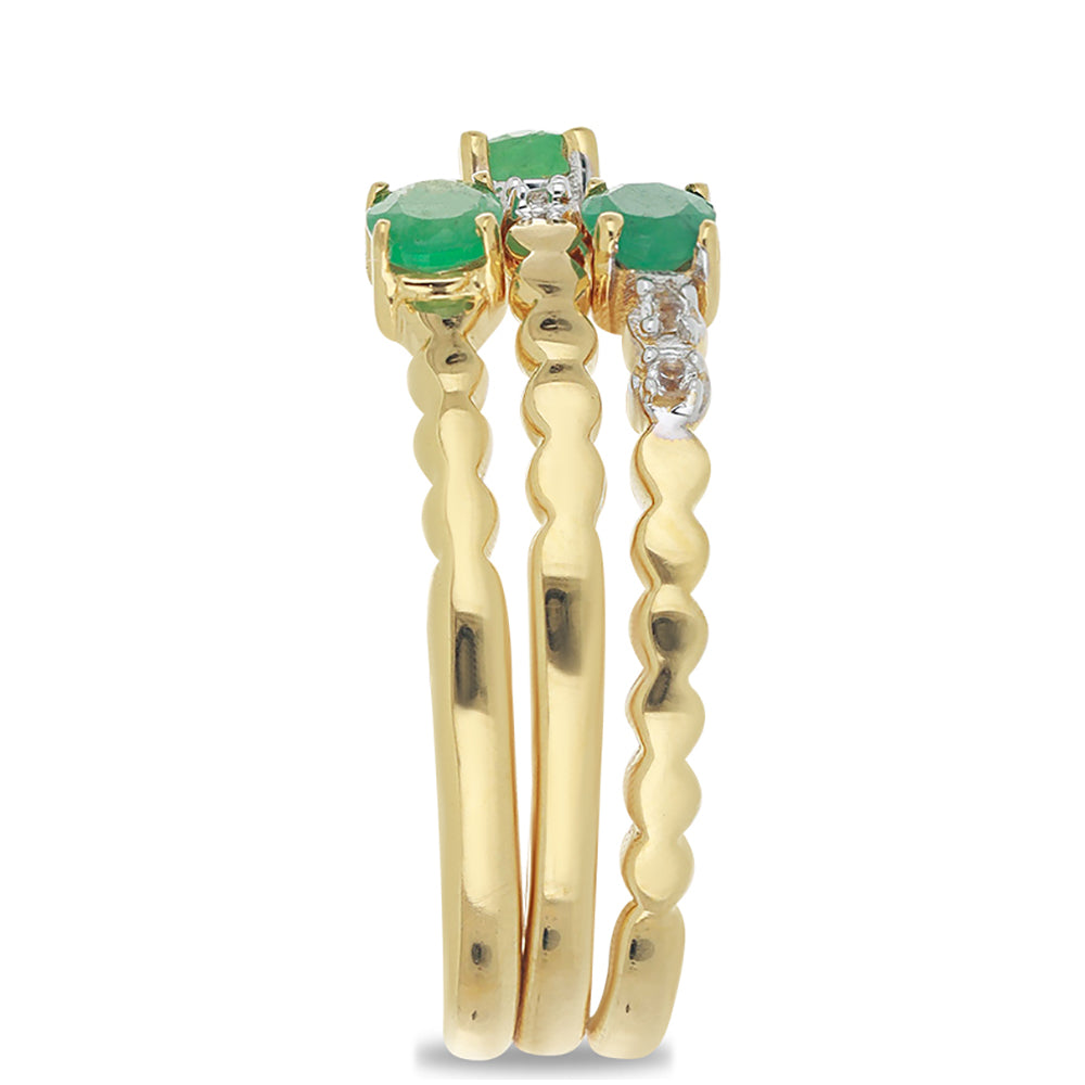 Pozlacená Stříbrná Sada s Brazilským Smaragdem a Bílým Topazem