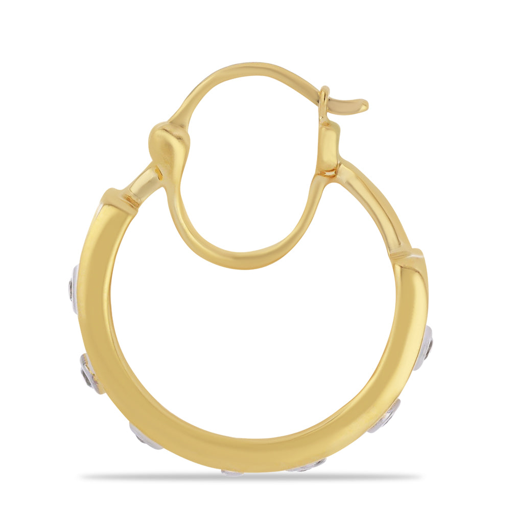 Pozlacené Stříbro 925/1000 - Náušnice se Smaltem a Bílým Topazem - Karátové číslo: 0.25. přibližná hmotnost: 12.61 gramů