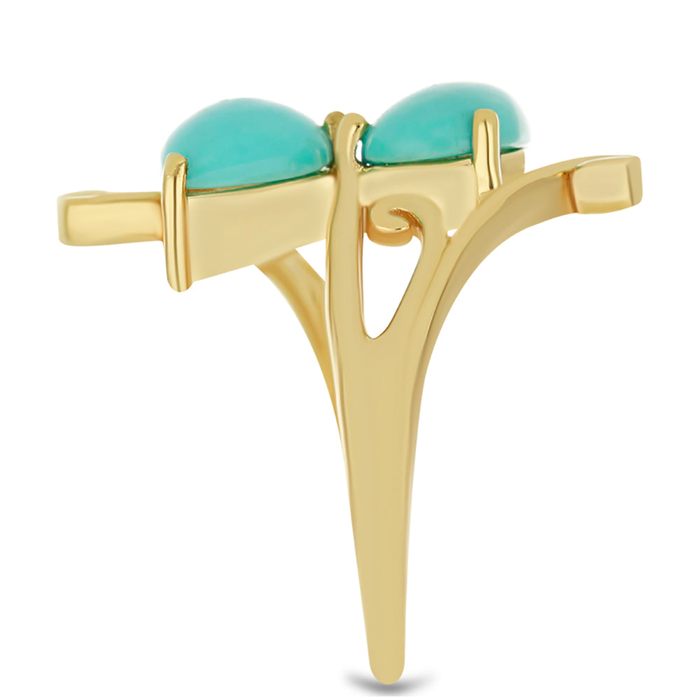 Pozlacené Stříbro 925/1000 - Prsten s Tyrkysem Sleeping Beauty - Karátové číslo: 3.18. přibližná hmotnost: 4.76 gramů