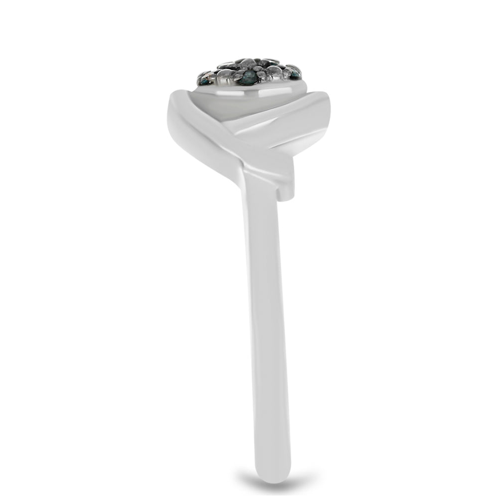 Stříbro 925/1000 - Prsten s Modrým Diamantem - Karátové číslo: 0.1. přibližná hmotnost: 3 gramů