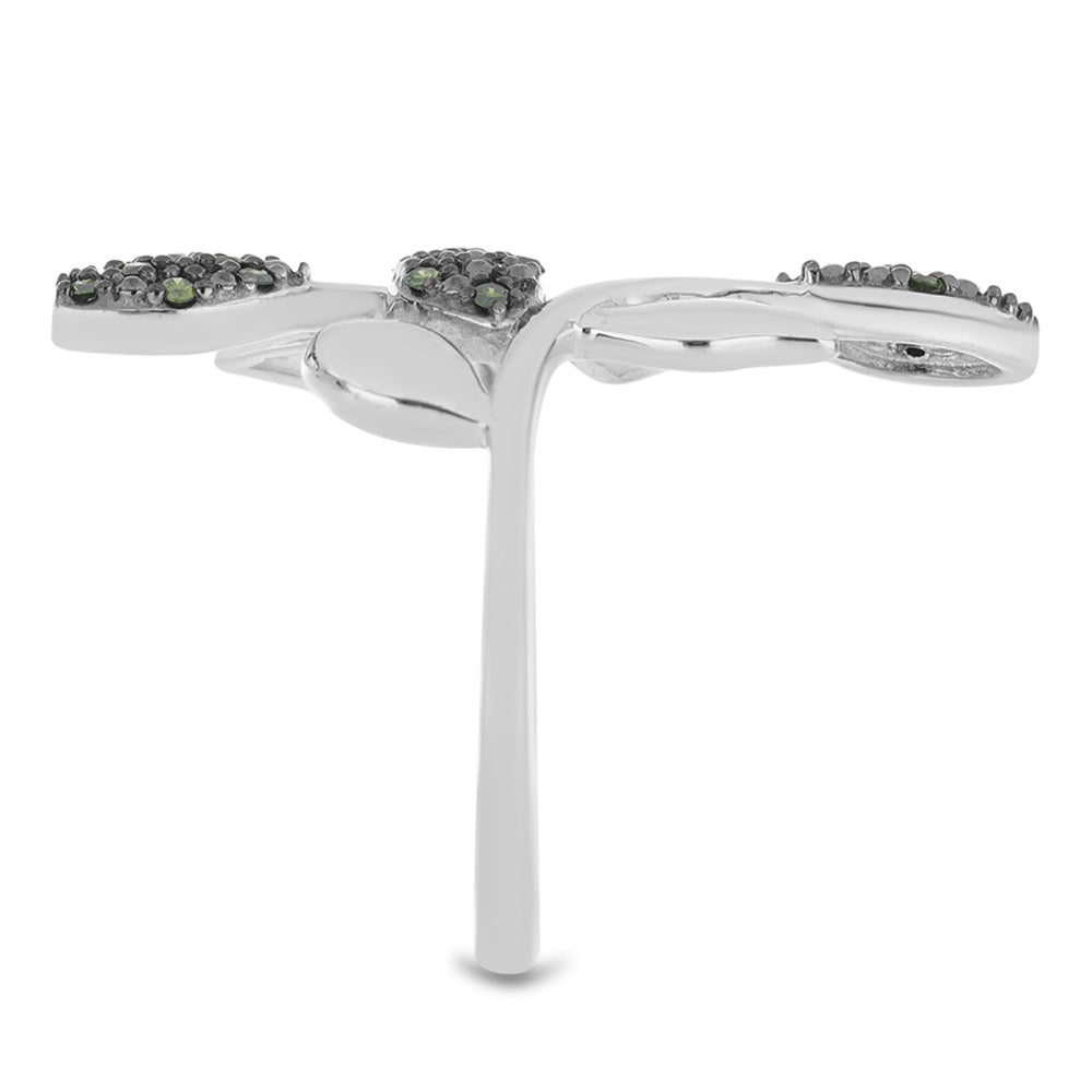 Stříbrný Prsten se Zeleným Diamantem