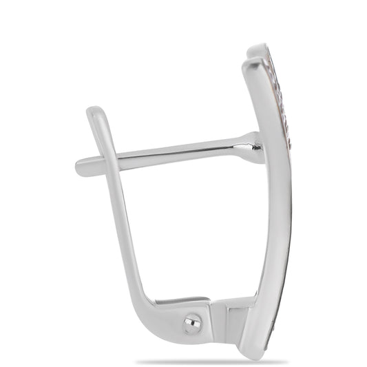 Stříbro 925/1000 - Náušnice se Zeleným Diamantem - Karátové číslo: 0.18. přibližná hmotnost: 3.03 gramů