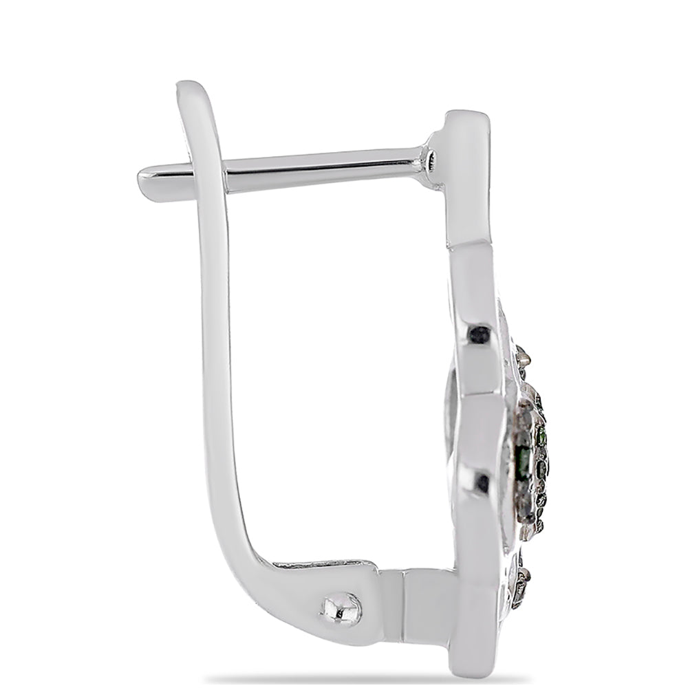 Stříbrné Náušnice se Zeleným Diamantem