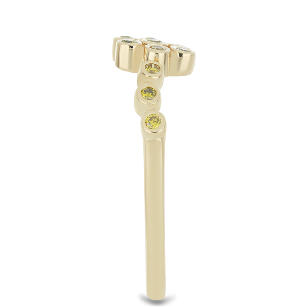 Pozlacené Stříbro 925/1000 - Prsten se Žlutým Diamantem - Karátové číslo: 0.16. přibližná hmotnost: 1.9 gramů