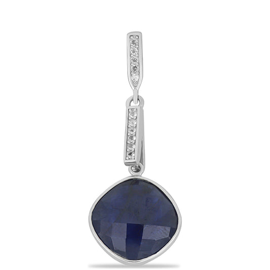 Stříbro 925/1000 - Přívěsek s Australským Modrým Safírem a Bílým Topazem - Karátové číslo: 7.79. přibližná hmotnost: 3.06 gramů