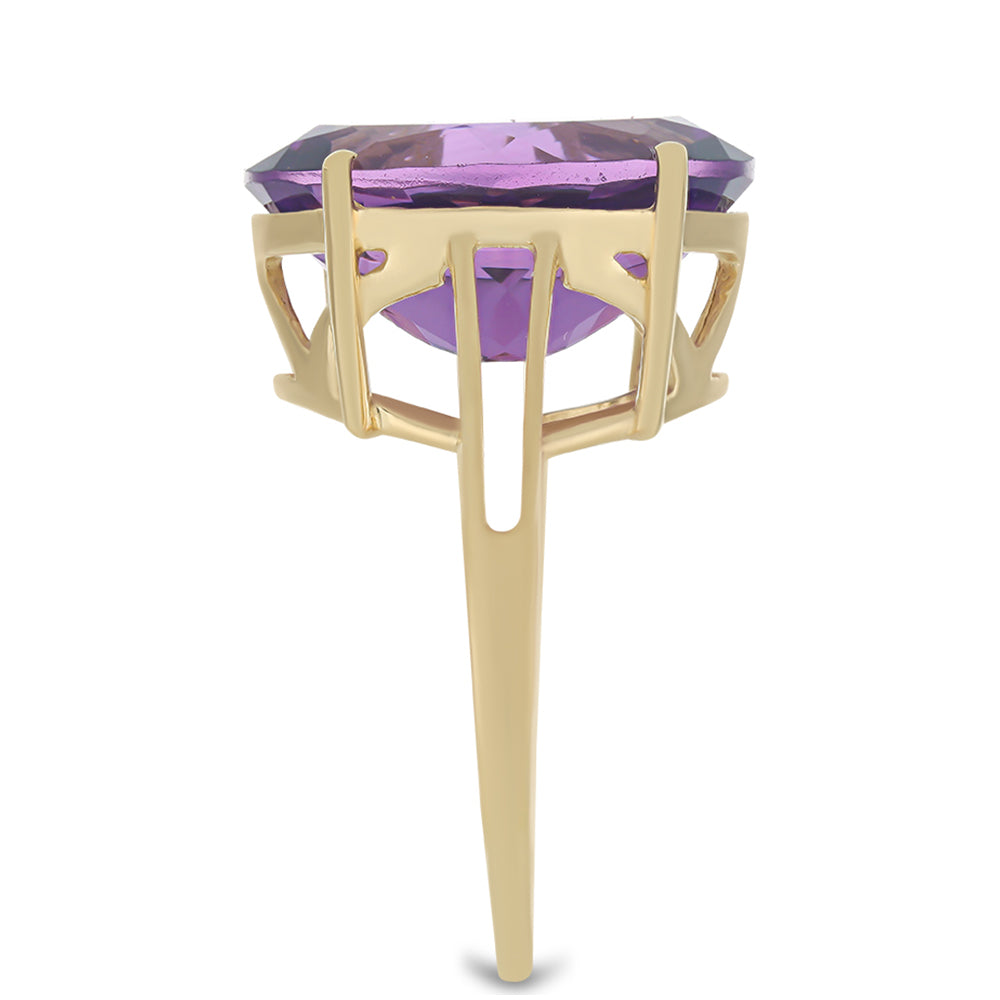 Pozlacené Stříbro 925/1000 - Prsten s Marockým Ametystem - Karátové číslo: 10.79. přibližná hmotnost: 5.38 gramů