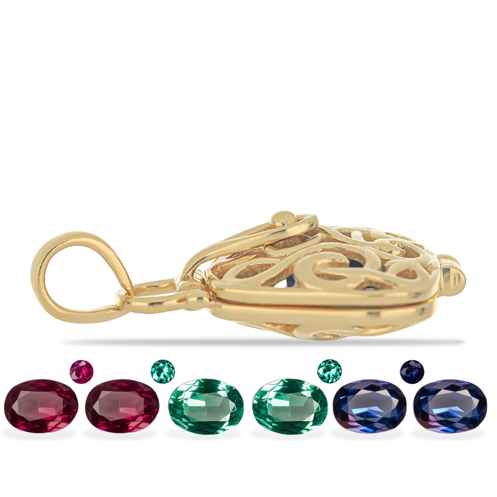 Pozlacené Stříbro 925/1000 - Přívěsek s Madagaskarským Rubínem a Brazilským Smaragdem - Karátové číslo: 2.03. přibližná hmotnost: 4.39 gramů