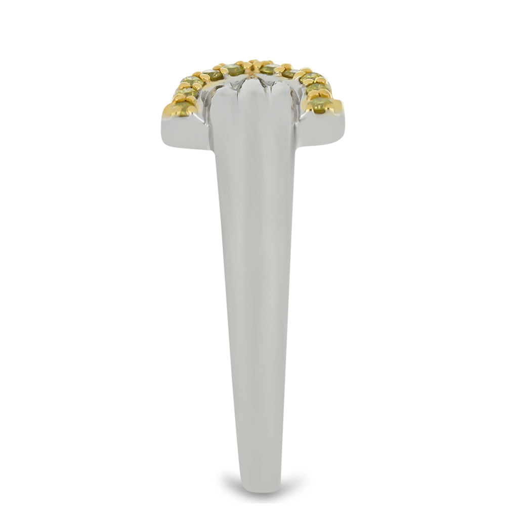 Stříbro 925/1000 - Prsten se Žlutým Diamantem - Karátové číslo: 0.18. přibližná hmotnost: 3.28 gramů