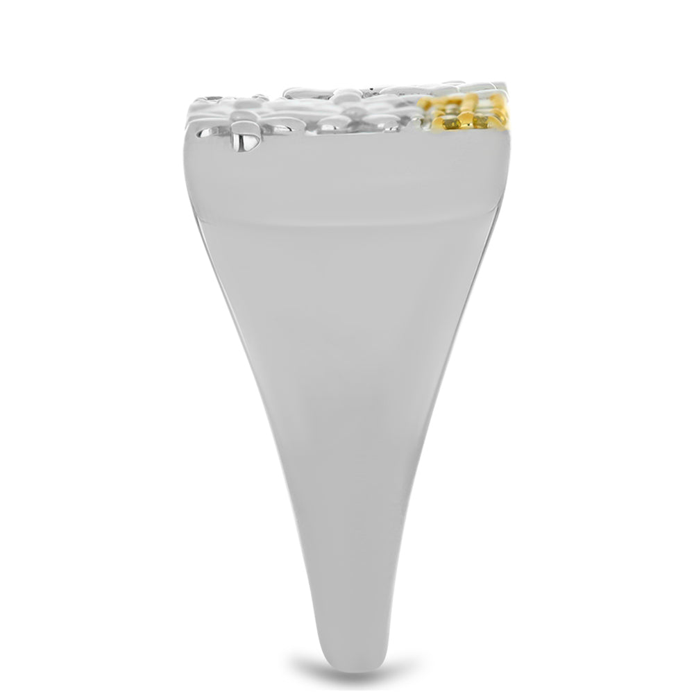 Stříbro 925/1000 - Prsten se Žlutým Diamantem - Karátové číslo: 0.14. přibližná hmotnost: 6.53 gramů