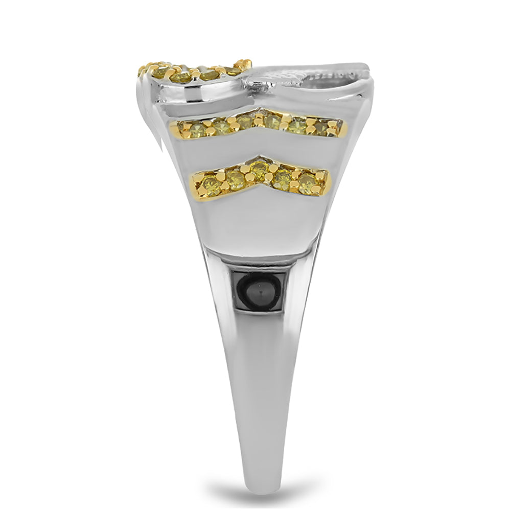 Stříbro 925/1000 - Prsten se Žlutým Diamantem - Karátové číslo: 0.25. přibližná hmotnost: 4.78 gramů