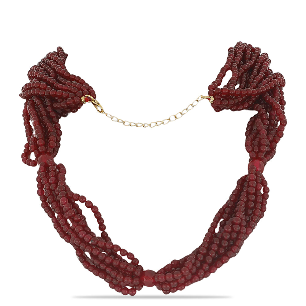 Pozlacené Stříbro 925/1000 - Náhrdelník s Červeným Achátem - Karátové číslo: 327.07. přibližná hmotnost: 66.44 gramů