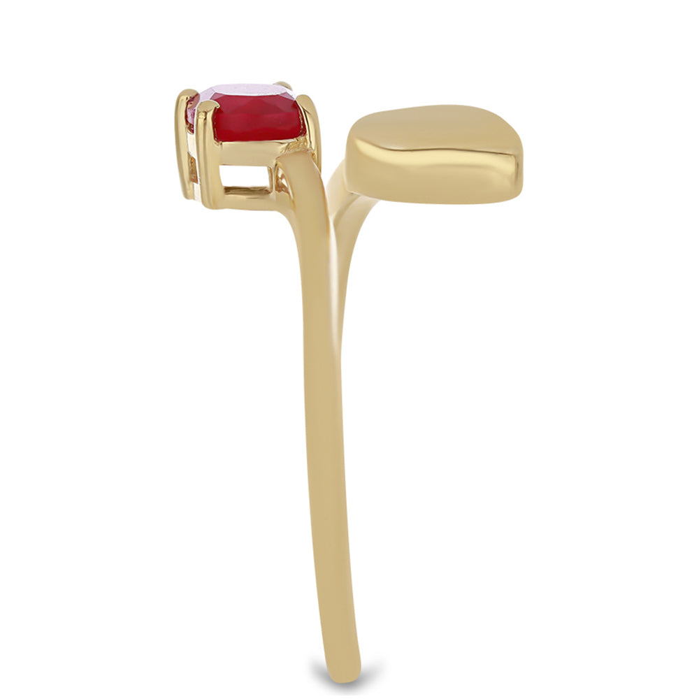 Pozlacené Stříbro 925/1000 - Prsten s Červeným Achátem - Karátové číslo: 0.67. přibližná hmotnost: 3.02 gramů