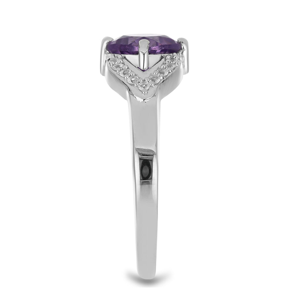 Stříbrný Prsten s Ametystem z Vera Cruz a Bílým Topazem