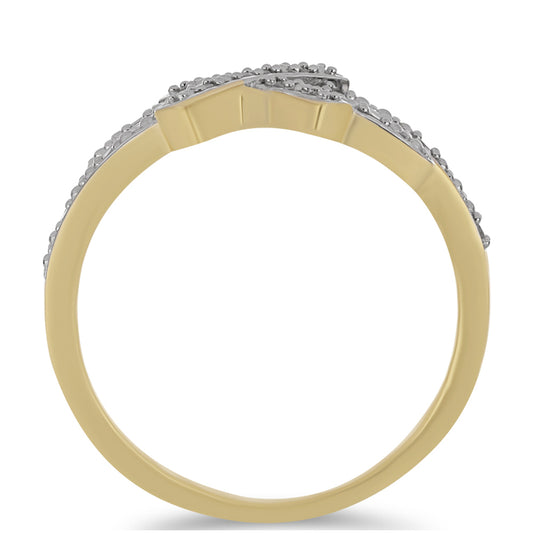 Pozlacené Stříbro 925/1000 - Prsten s Bílým Diamantem - Karátové číslo: 0.12. přibližná hmotnost: 3.41 gramů