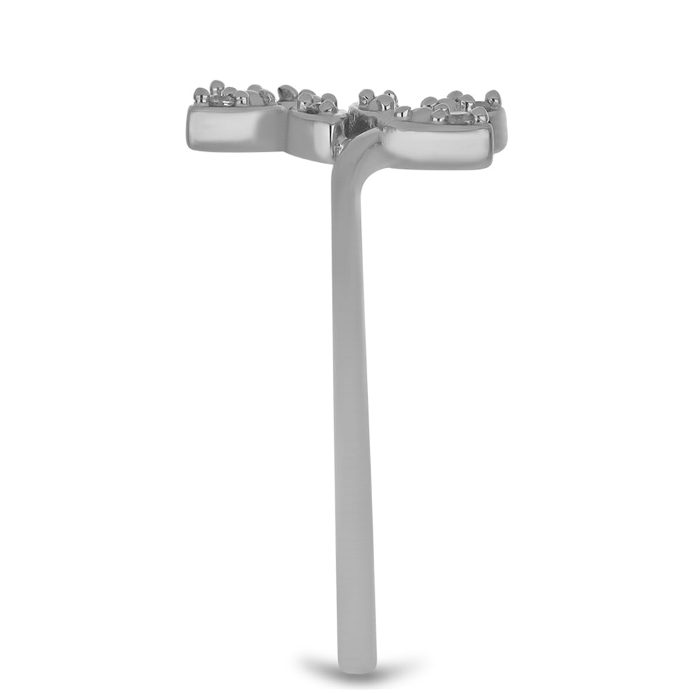 Stříbro 925/1000 - Prsten s Bílým Diamantem - Karátové číslo: 0.05. přibližná hmotnost: 2.01 gramů