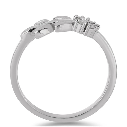 Stříbro 925/1000 - Prsten s Bílým Diamantem - Karátové číslo: 0.08. přibližná hmotnost: 2.66 gramů