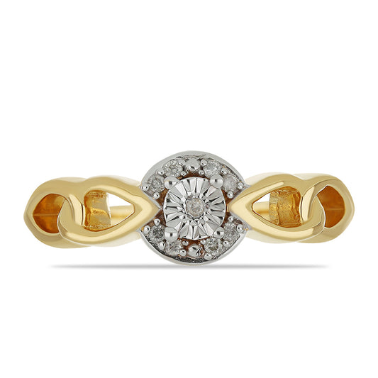 Pozlacené Stříbro 925/1000 - Prsten s Bílým Diamantem - Karátové číslo: 0.06. přibližná hmotnost: 3.17 gramů