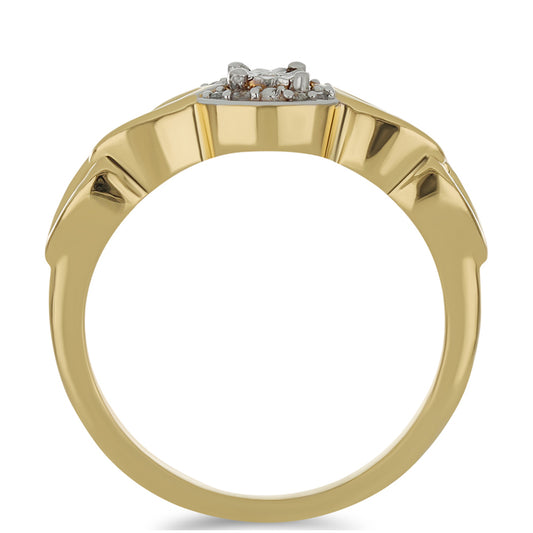 Pozlacené Stříbro 925/1000 - Prsten s Bílým Diamantem - Karátové číslo: 0.06. přibližná hmotnost: 3.17 gramů