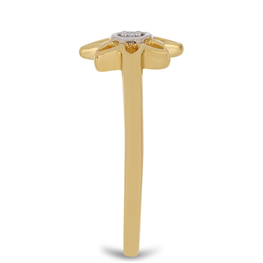 Pozlacené stříbro 925/1000 Prsten s Bílým Diamantem - Karátové číslo: 0.01. přibližná hmotnost: 1.9 gramů