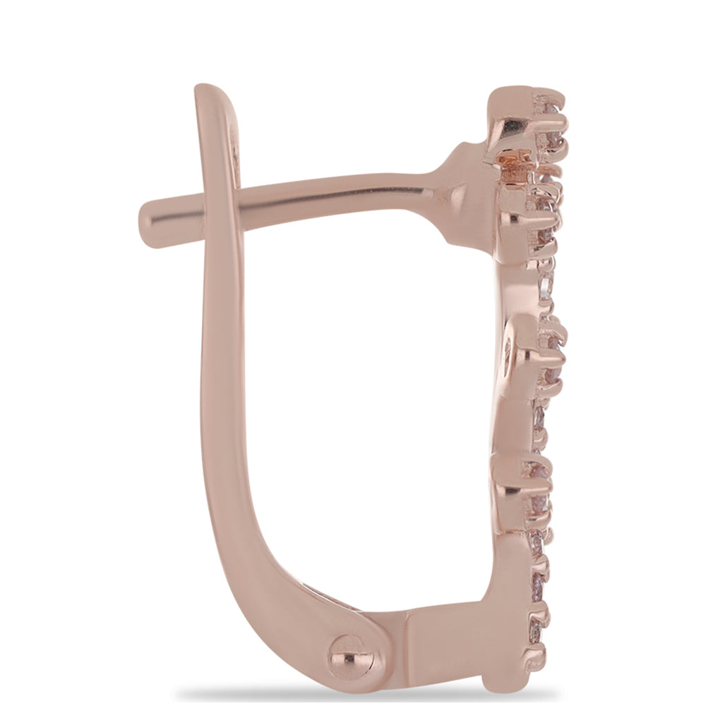 Růžově pozlacené Stříbro 925/1000 - Náušnice s Růžovým diamantem - Karátové číslo: 0.21. přibližná hmotnost: 2.38 gramů