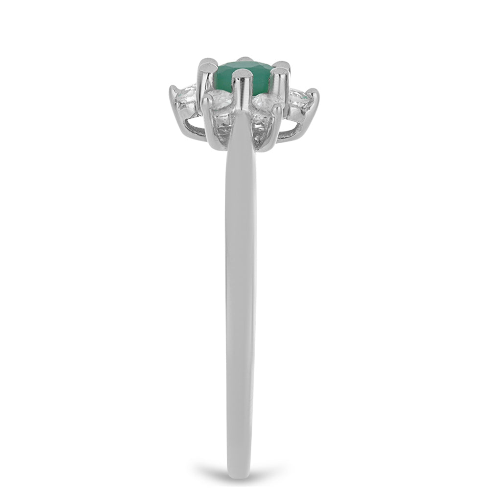 Stříbrný Prsten s Brazilským Smaragdem a Bílým Topazem