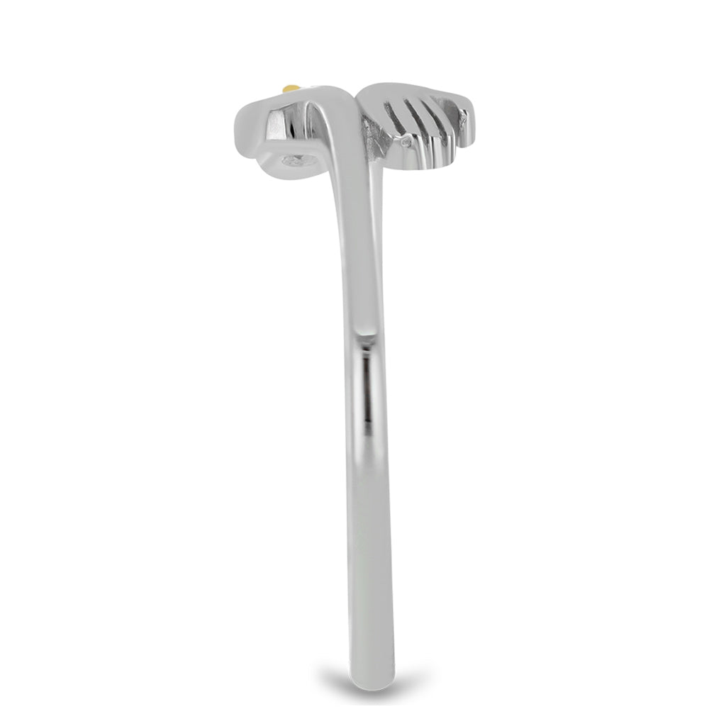 Pozlacený Stříbro 925/1000 - Prsten s Uralským Citrínem - Karátové číslo: 0.01. přibližná hmotnost: 2.2 gramů