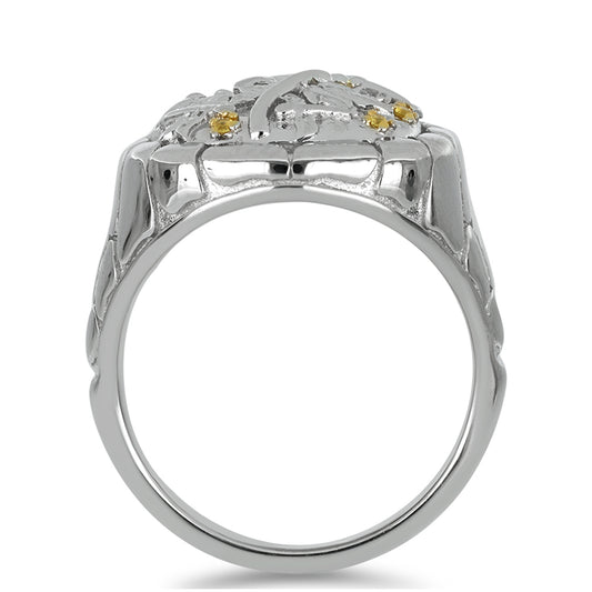 Pozlacený Stříbro 925/1000 - Prsten s Uralským Citrínem - Karátové číslo: 0.06. přibližná hmotnost: 13.73 gramů