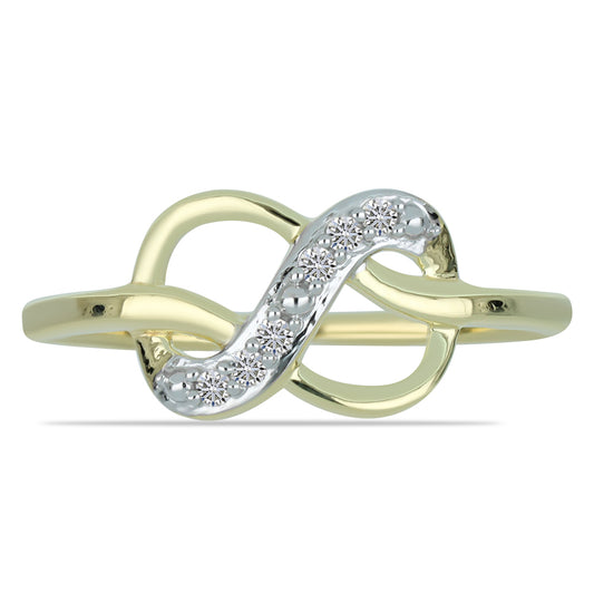 Pozlacené Stříbro 925/1000 - Prsten s Bílým Diamantem - Karátové číslo: 0.08. přibližná hmotnost: 2.18 gramů