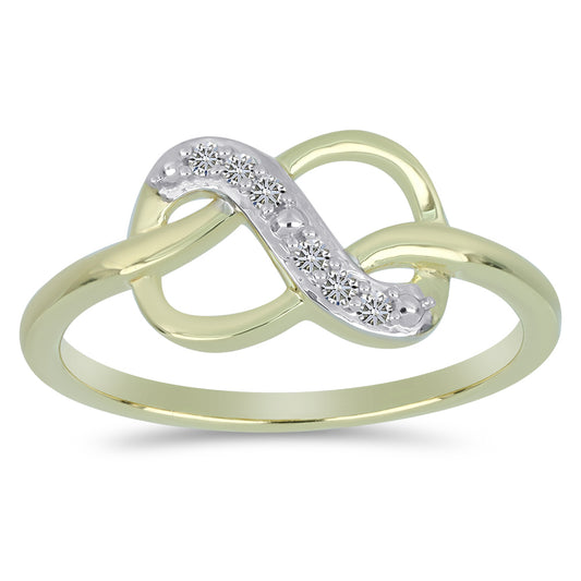 Pozlacené Stříbro 925/1000 - Prsten s Bílým Diamantem - Karátové číslo: 0.08. přibližná hmotnost: 2.18 gramů