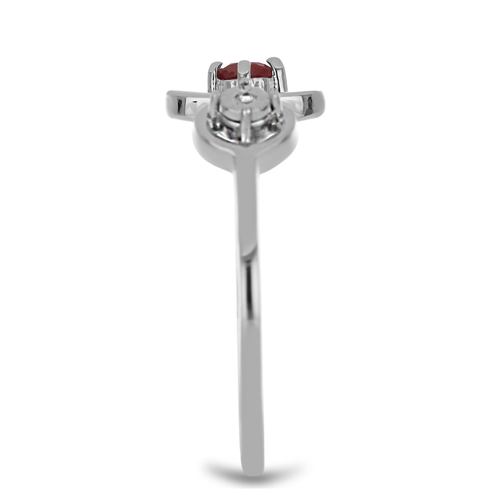 925 / 1000 Sterlingové Stříbro Prsten s Madagaskarským Rubínem a Bílým Topazem