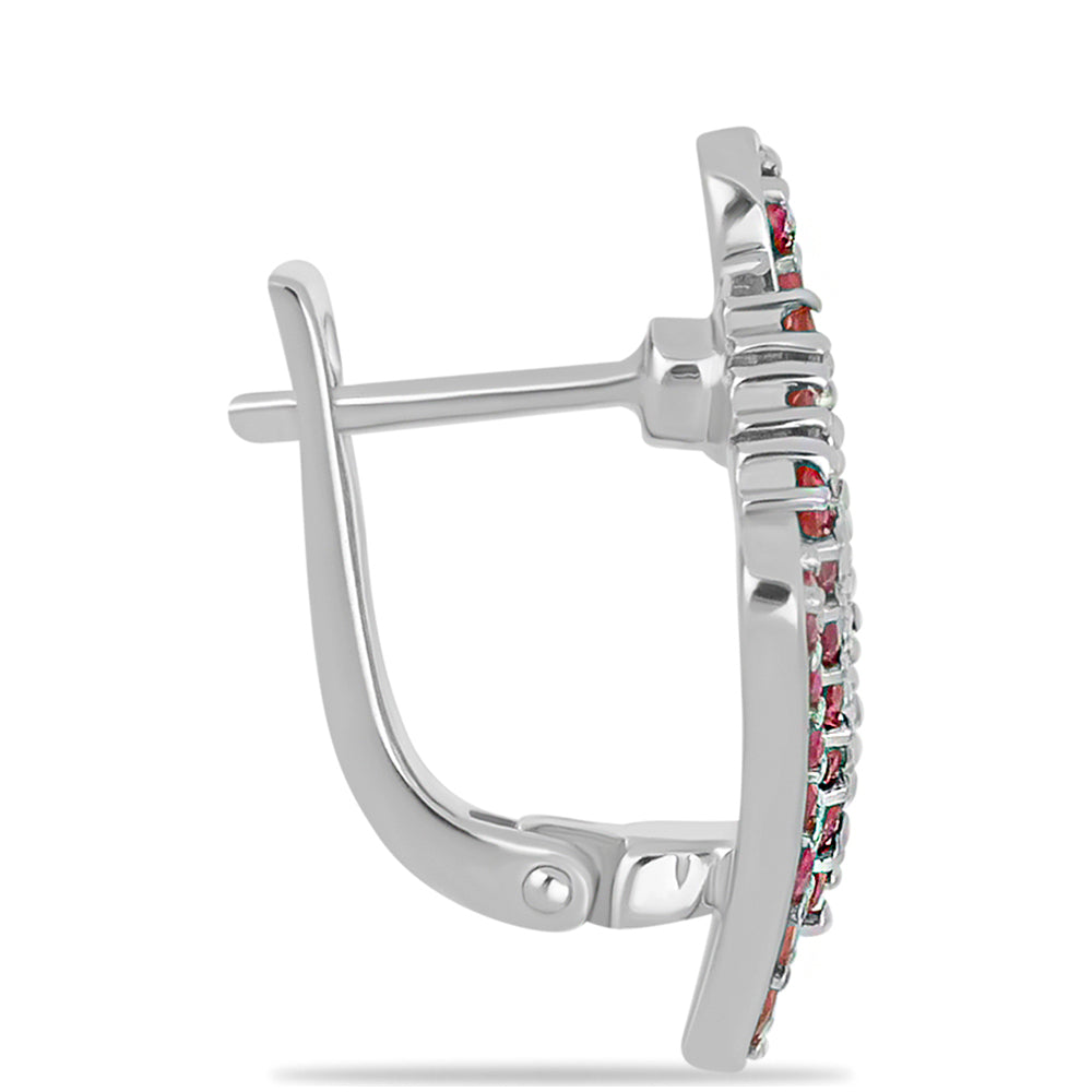 Stříbro 925/1000 - Náušnice s Madagaskarským Rubínem - Karátové číslo: 3.92. přibližná hmotnost: 6.09 gramů