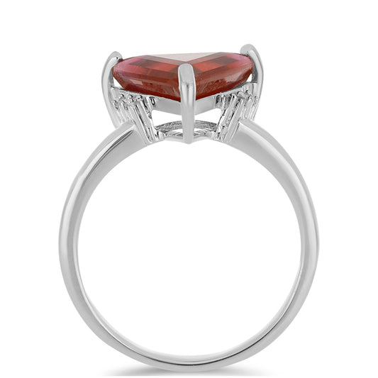 Stříbro 925/1000 Prsten s Madagaskarským Rubínem a Bílým Topazem - Karátové číslo: 3.56. přibližná hmotnost: 3.3 gramů