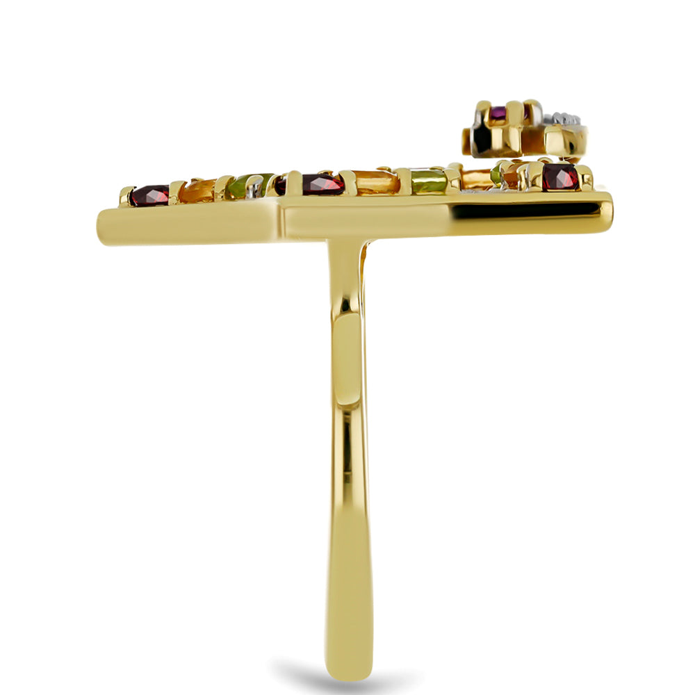 Pozlacené Stříbro 925/1000 - Prsten s Marockým Ametystem a Uralským Citrínem - Karátové číslo: 2.29. přibližná hmotnost: 6.71 gramů