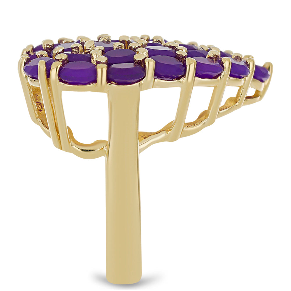 Pozlacený Stříbrný Prsten s Purpurovým Achátem