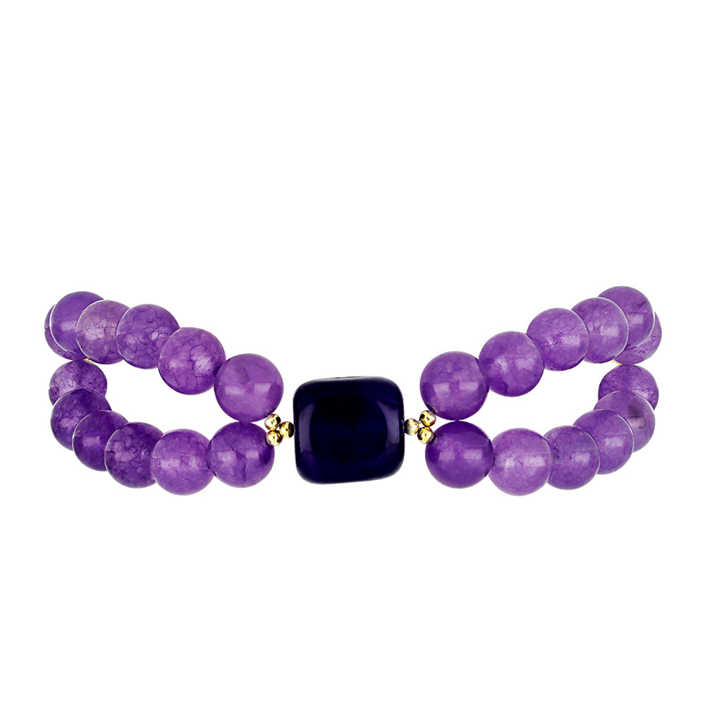 Pozlacené Stříbro 925/1000 - Náramek s Purpurovým Achátem - Karátové číslo: 104.55. přibližná hmotnost: 23.01 gramů