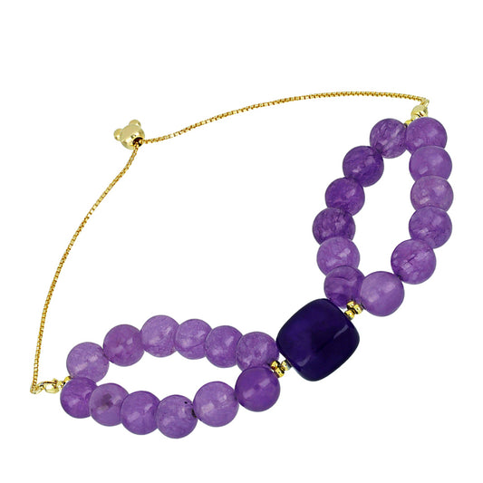 Pozlacené Stříbro 925/1000 - Náramek s Purpurovým Achátem - Karátové číslo: 104.55. přibližná hmotnost: 23.01 gramů