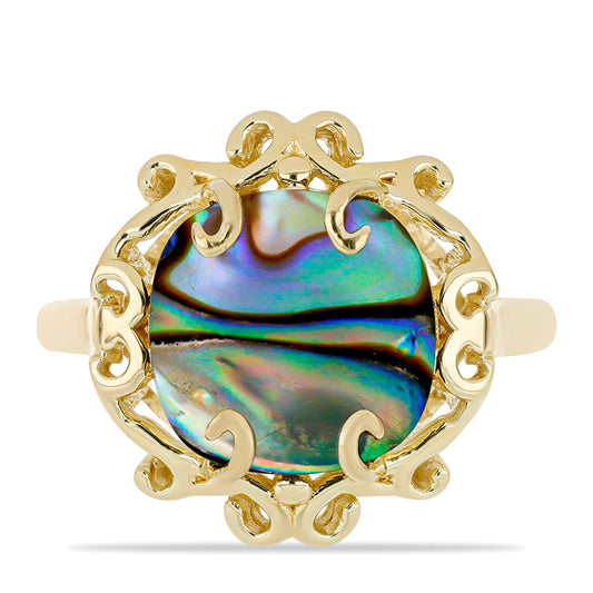 Pozlacené Stříbro 925/1000 - Prsten s Černou Perletí - Karátové číslo: 2.24. přibližná hmotnost: 3.75 gramů