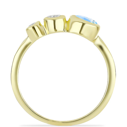 Pozlacený Stříbrný Prsten s Duhovým Měsíčním Kamenem a Bílým Topazem