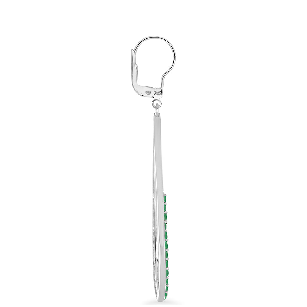 Stříbro 925/1000 - Náušnice s Brazilským Smaragdem - Karátové číslo: 2.43. přibližná hmotnost: 7.5 gramů