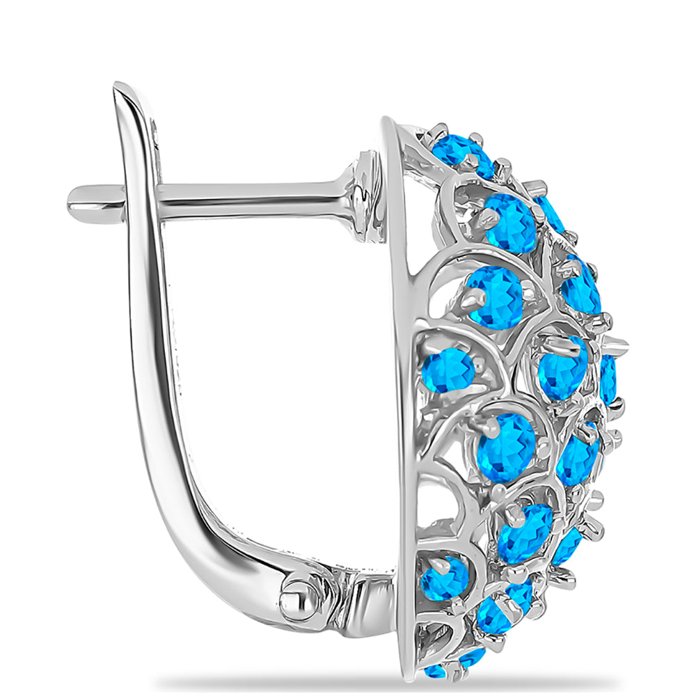 Stříbrné Náušnice s Nebesky Modrým Apatitem