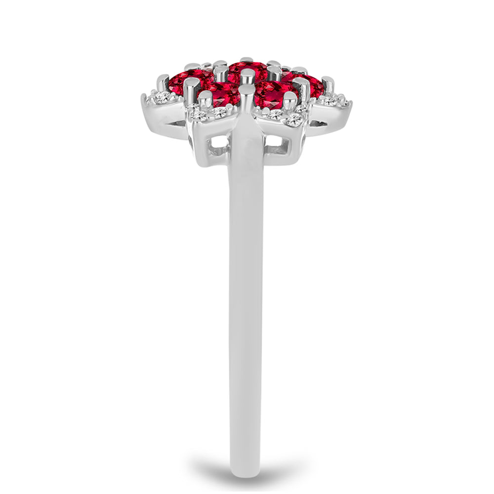 Stříbro 925/1000 - Prsten s Cruizero Rubelitem a Bílým Topazem - Karátové číslo: 0.84. přibližná hmotnost: 3.18 gramů