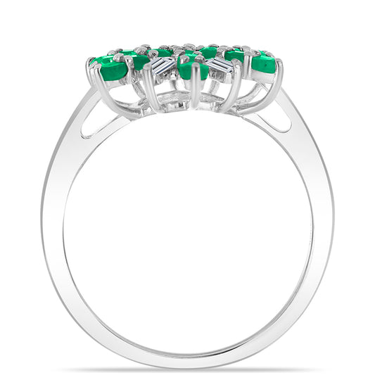 Stříbrný Prsten s Brazilským Smaragdem a Bílým Zirkonem