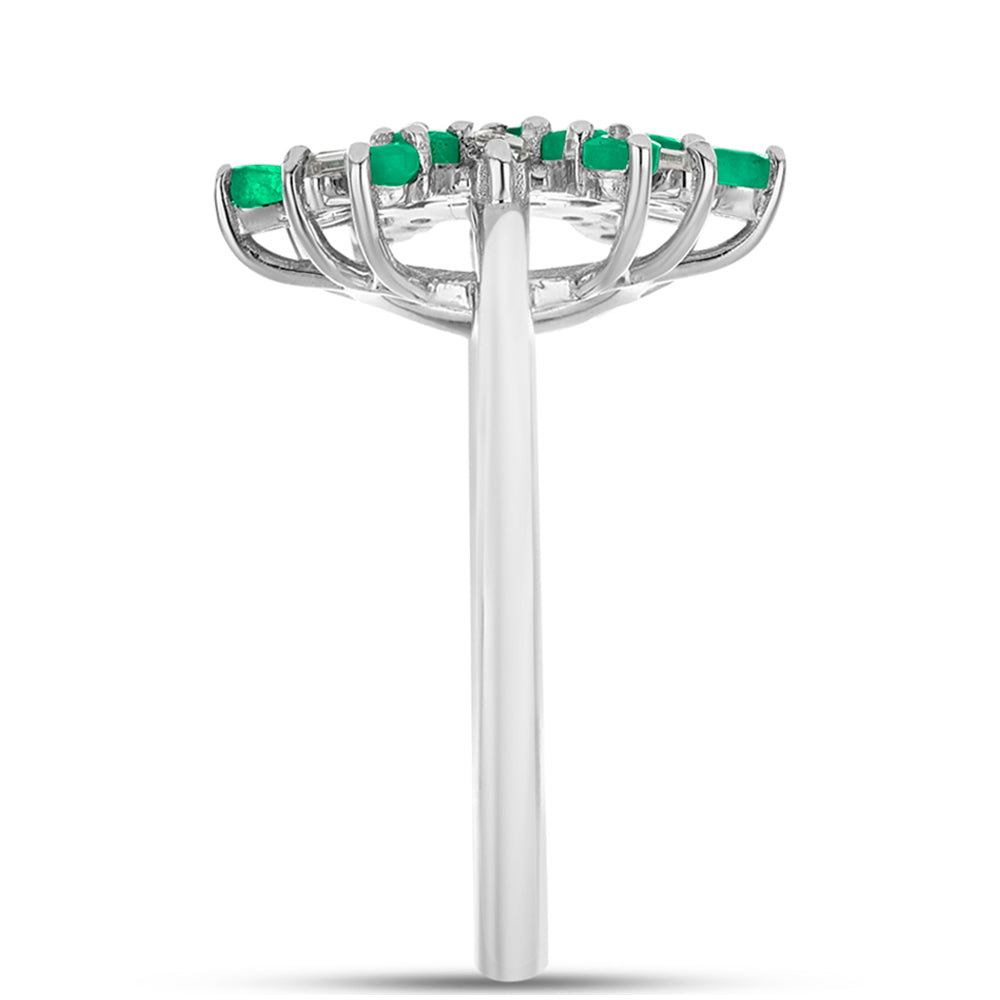 Stříbrný Prsten s Brazilským Smaragdem a Bílým Zirkonem