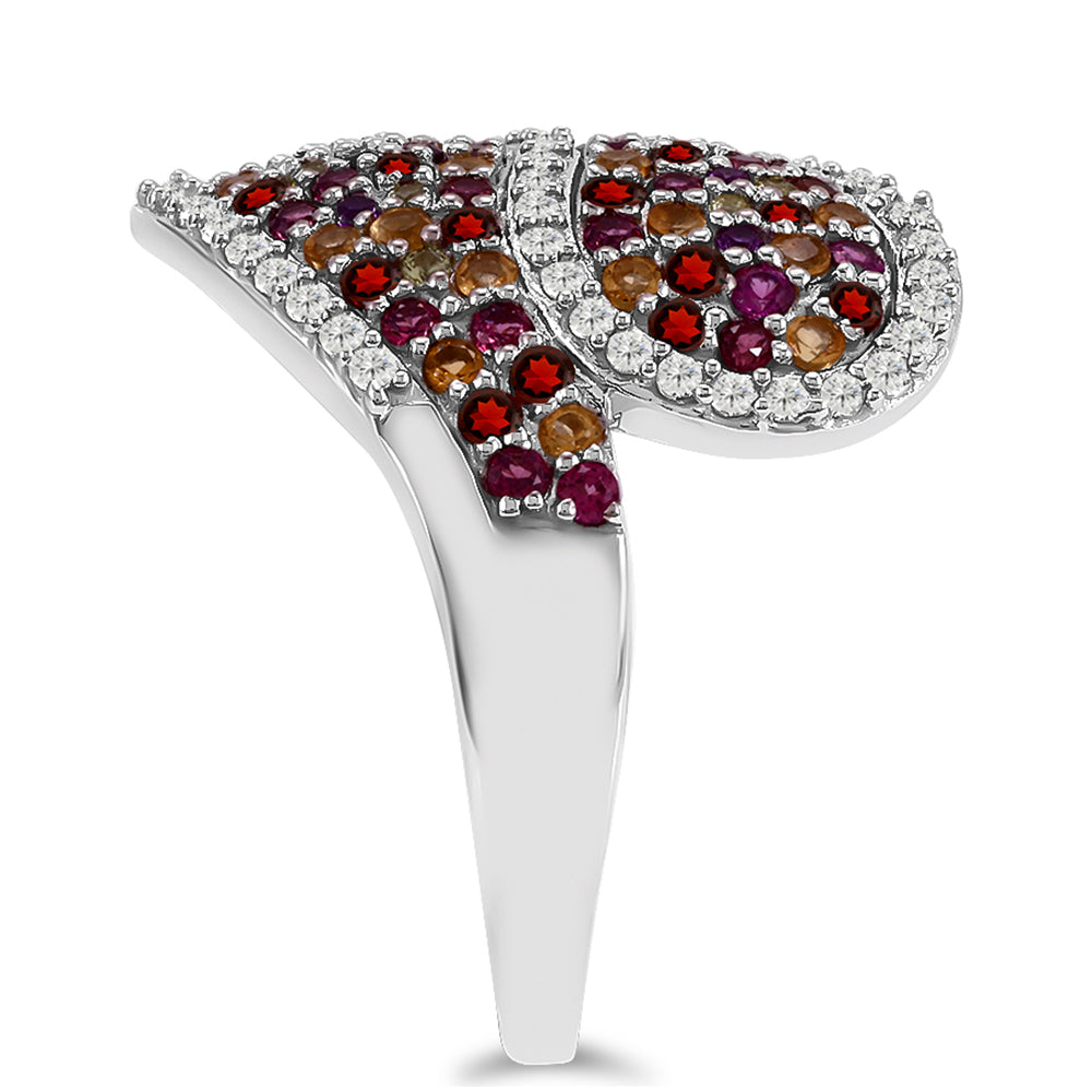 Stříbrný Prsten s Bartonským Granátem a Uralským Citrínem