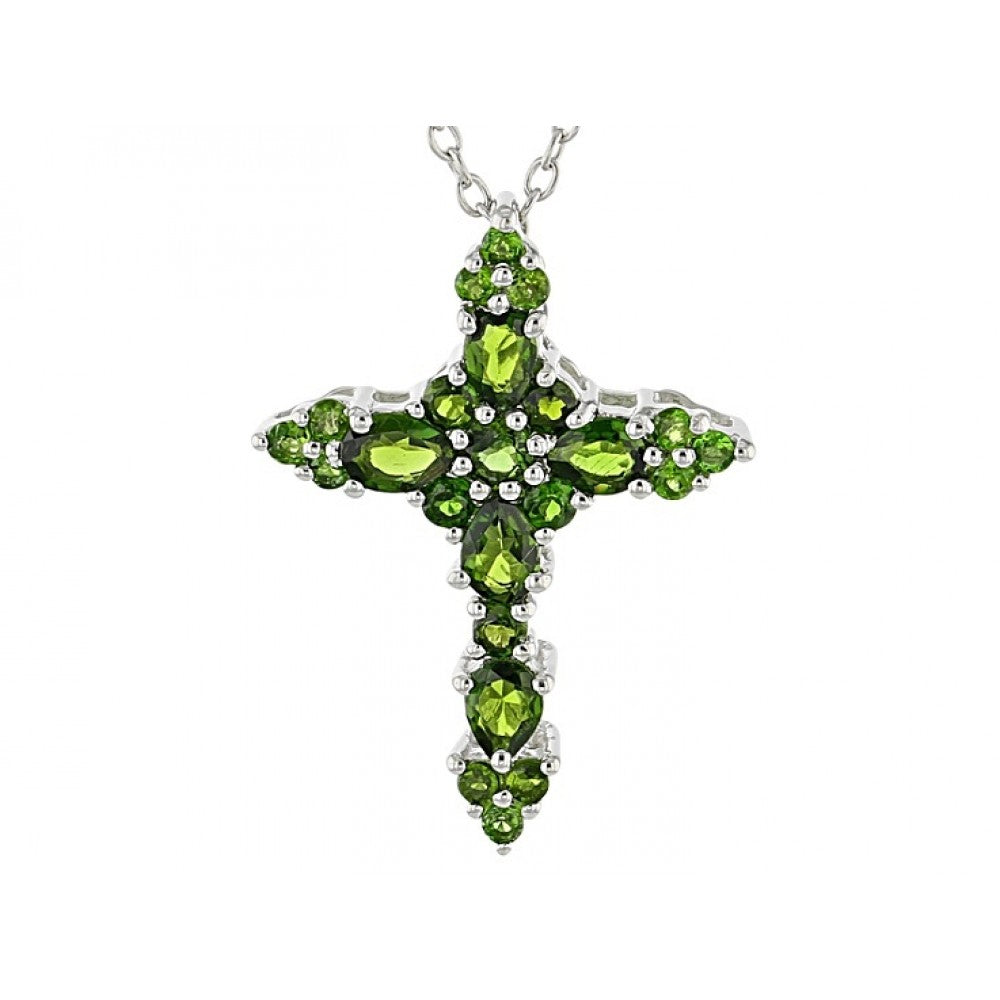 Stříbro 925/1000 - Přívěsek s Chromovým Diopsidem - Karátové číslo: 2.06. přibližná hmotnost: 2.78 gramů