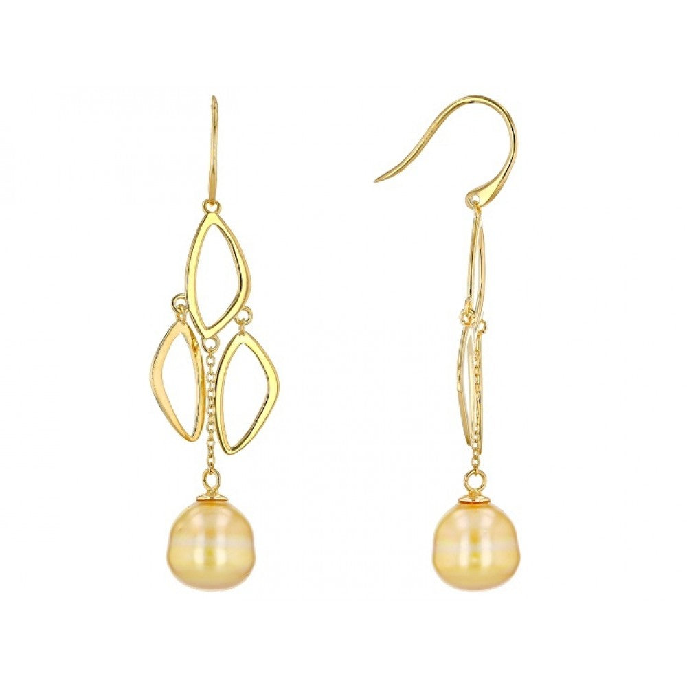 Pozlacené Stříbrné Náušnice se Zlatou Sladkovodní Perlou a Bílým Topazem