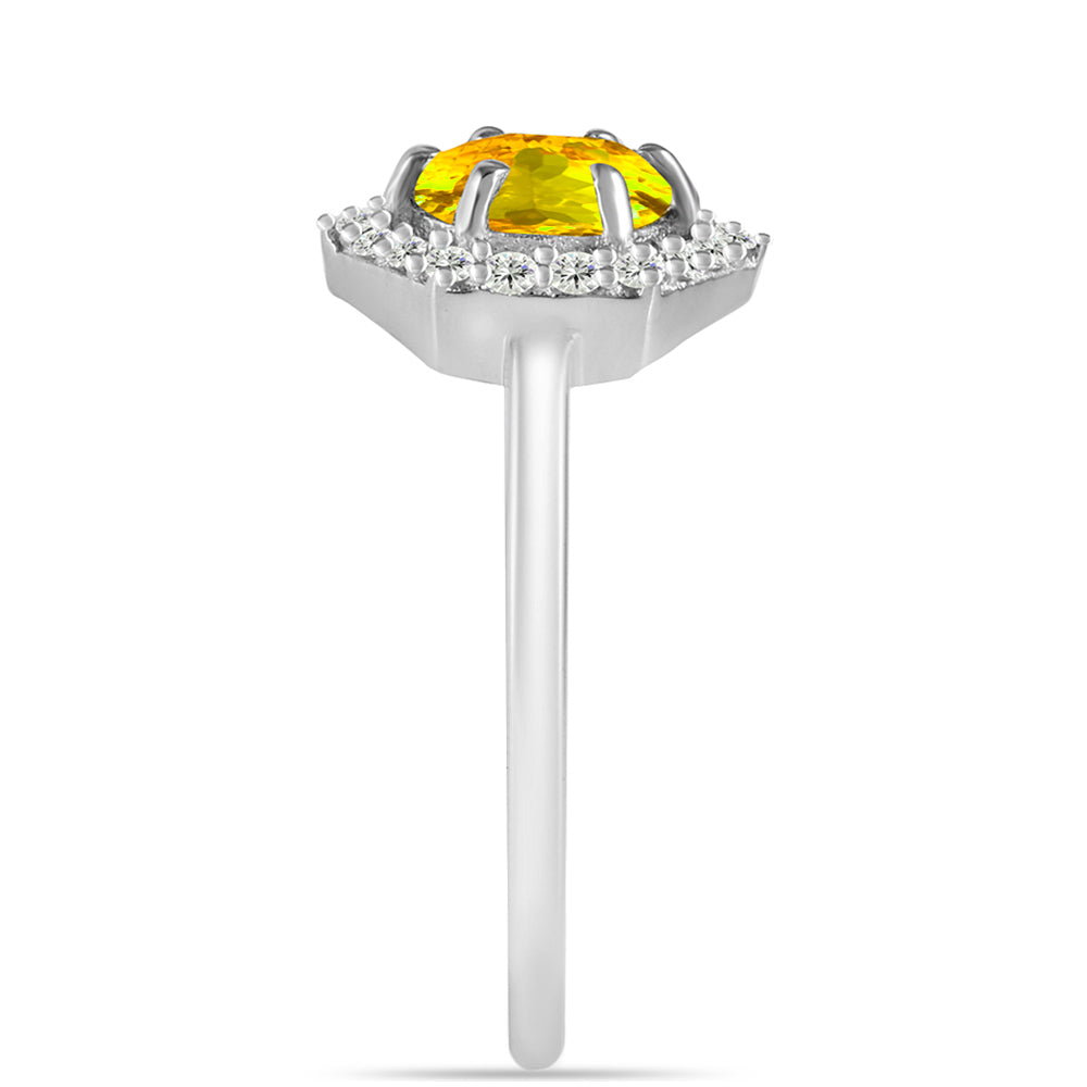 Stříbrný Prsten s Uralským Citrínem a Bílým Topazem