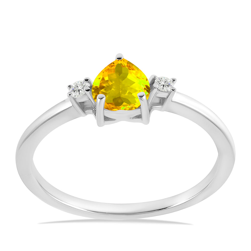 Stříbrný Prsten s Uralským Citrínem a Bílým Topazem