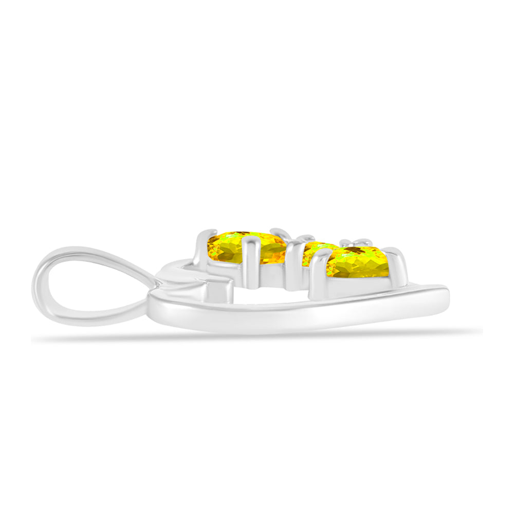 Stříbro 925/1000 - Přívěsek s Uralským Citrínem a Bílým Topazem - Karátové číslo: 0.59. přibližná hmotnost: 1.57 gramů